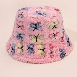 Fluffy butterfly bucket hat